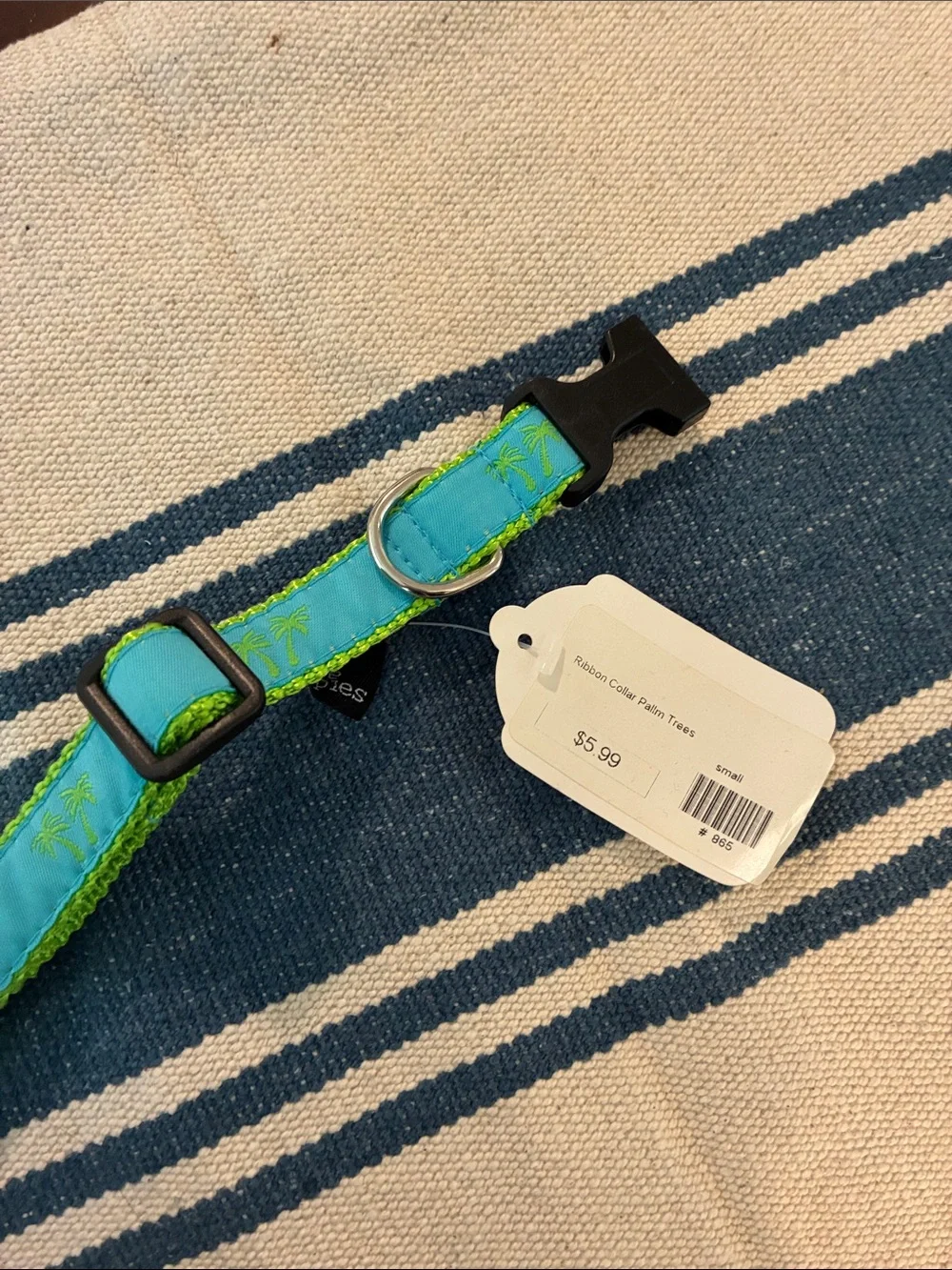 Mudd Blue & Green Adjustable Dog Collar with D-Ring
